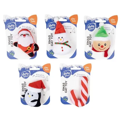 Duvo+ Kerst kattenspeeltjes Winter Wonder Mix | 5 stuks pluche | 11 x 5 x 1 cm
