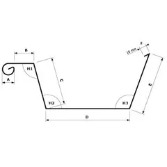 Rheinzink Zinken dakgoot op maat met schuine achterkant (Rheinzink titaanzink 0,8 mm)
