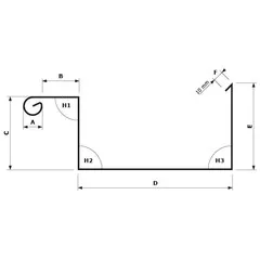 Rheinzink Zinken bakgoot op maat - rechthoekig (Rheinzink titaanzink 0,8 mm)
