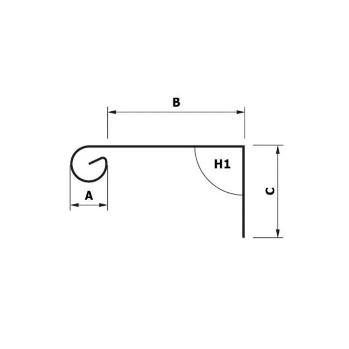 Rheinzink Zinken Deklijst op maat kraal 90 gr
