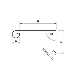 Rheinzink Zinken deklijst op maat met kraal 90 graden (Rheinzink titaanzink 0,8 mm)