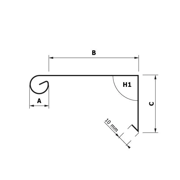 Rheinzink Zinken deklijst op maat met kraal 90 graden (Rheinzink titaanzink 0,8 mm)