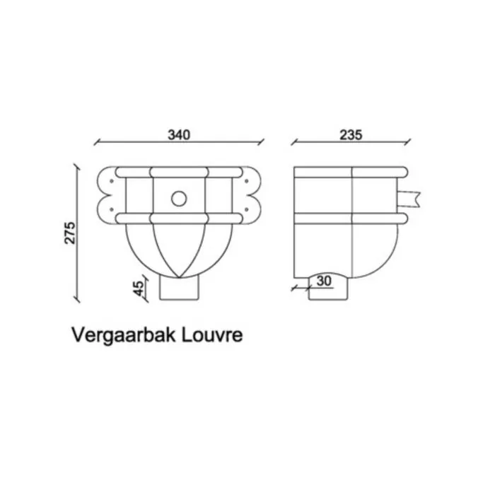 Zinken vergaarbak 80 mm rond model Louvre