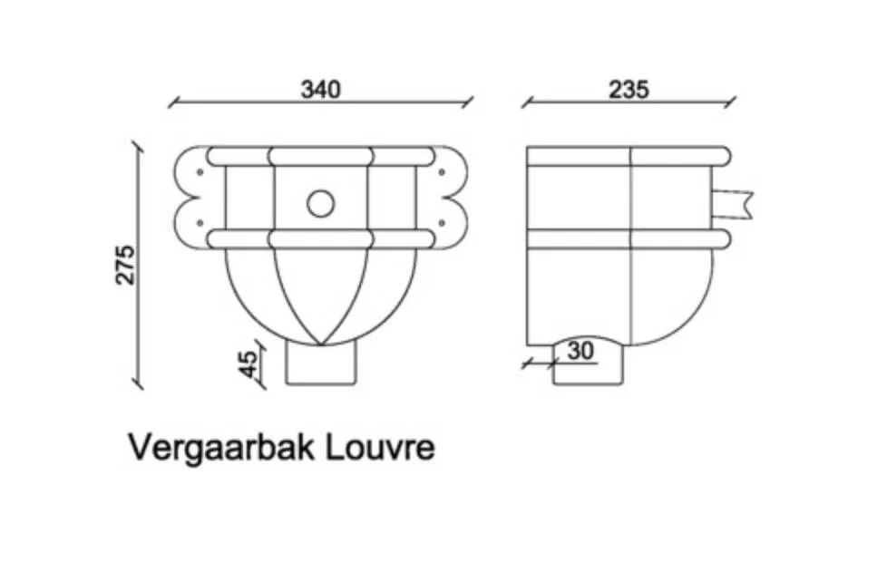 Rheinzink Zinken vergaarbak 80 mm rond - model Louvre (Rheinzink)