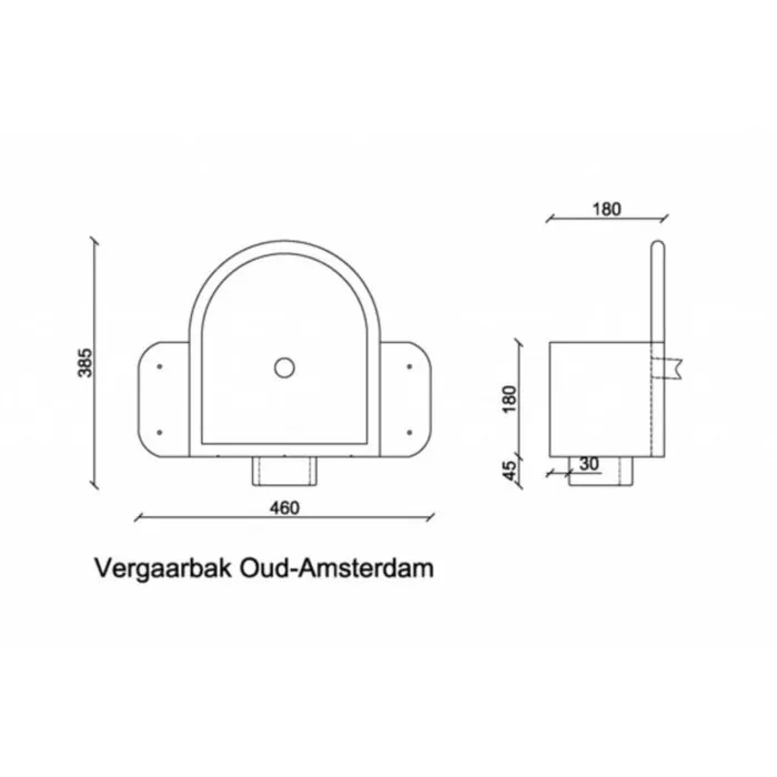 Zinken vergaarbak 80 mm rond Oud Amsterdam
