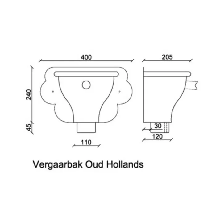 Rheinzink Zinken vergaarbak 80 mm rond model Oud Hollands