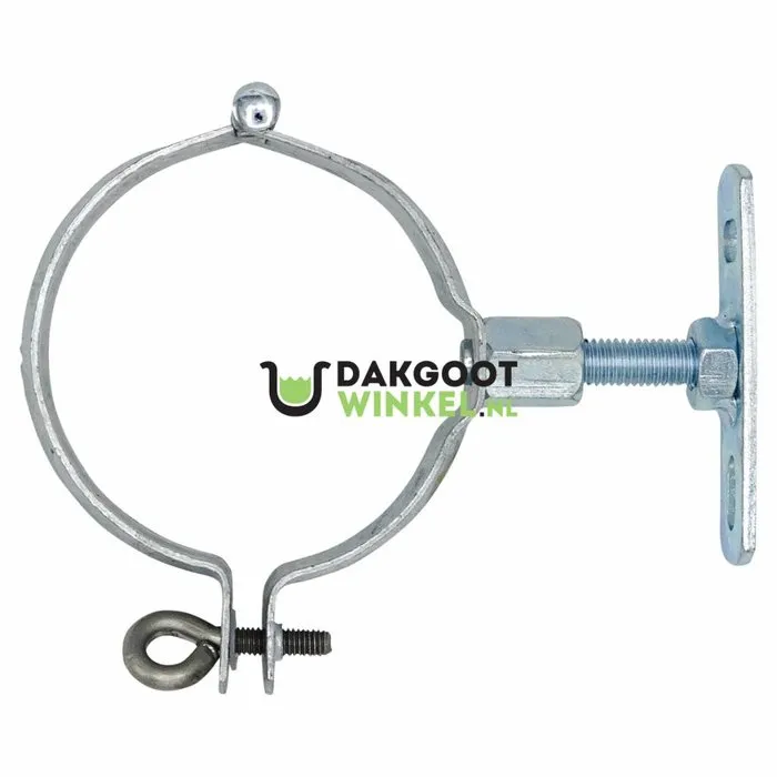 Scharnierbeugel gegalv. 80 mm. M8/M10 met montageplaatje en draadeind 40mm - SET