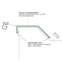 Rheinzink Zinken deklijst op maat met kraal 135 graden (Rheinzink titaanzink 0,8 mm)