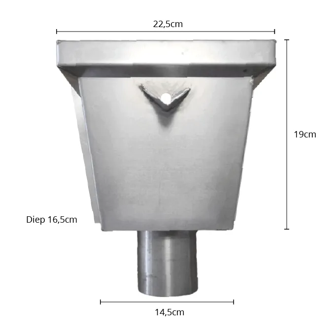 Zinken vergaarbak 60 mm - model Junior (NedZink, voor plat dak zijuitloop)