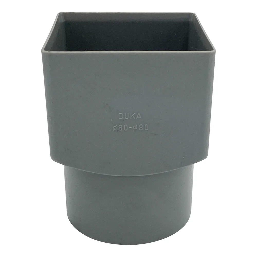 Jurola PVC verloopmof 80x80 mm naar 80 mm mof/spie grijs RAL 7037 - aansluiting rioolbuis