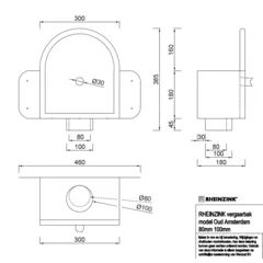 Rheinzink Zinken vergaarbak 80 mm rond - model Oud Amsterdam (Rheinzink)