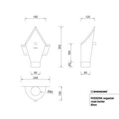 Rheinzink Zinken vergaarbak 80 mm rond - model peperzak/trechter (Rheinzink)