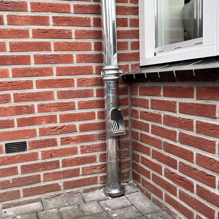 Rheinzink Zinken bladafscheider 80 mm incl. uitneembaar RVS rooster (Rheinzink, 35,5 cm hoog)