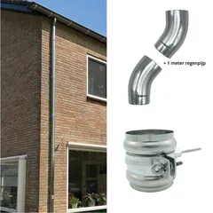 Nedzink Complete zinken regenpijp set 80mm – keuze uit 3 t/m 9,85 meter hoogte, met zinken beugels, RVS bevestiging en optionele sprongset