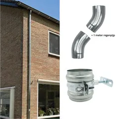 Nedzink Complete zinken regenpijp set 80mm – keuze uit 3 t/m 9,85 meter hoogte, met zinken beugels, RVS bevestiging en optionele sprongset