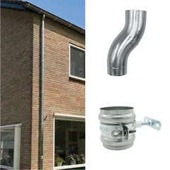 Nedzink Complete zinken regenpijp set 80mm – keuze uit 3 t/m 9,85 meter hoogte, met zinken beugels, RVS bevestiging en optionele sprongset