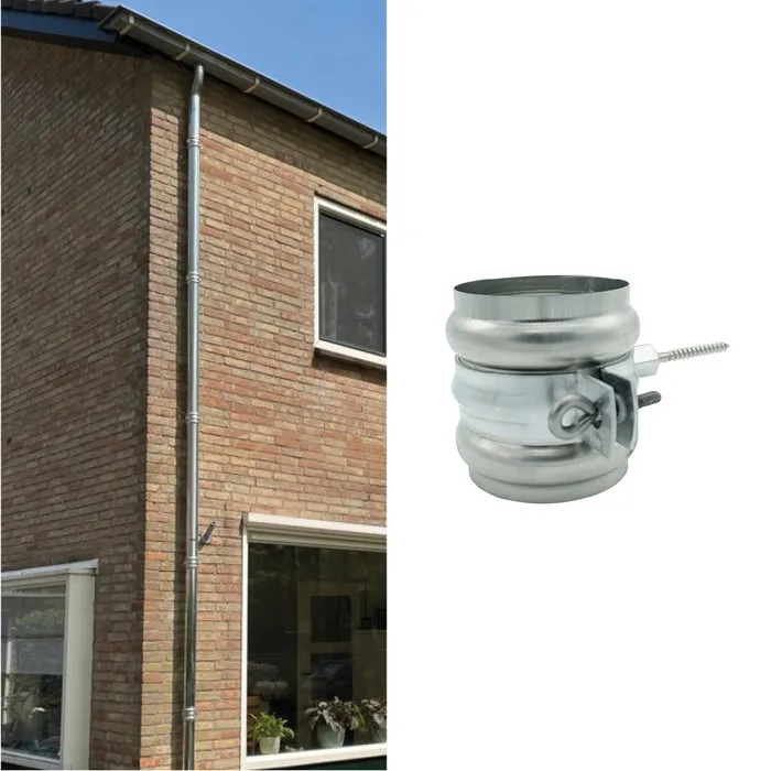 Nedzink Complete zinken regenpijp set 80mm – keuze uit 3 t/m 9,85 meter hoogte, met zinken beugels, RVS bevestiging en optionele sprongset