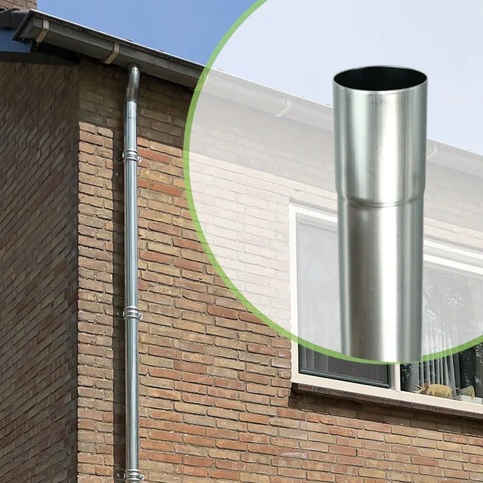 Nedzink Complete zinken regenpijp set 80mm – keuze uit 3 t/m 9,85 meter hoogte, met zinken beugels, RVS bevestiging en optionele sprongset