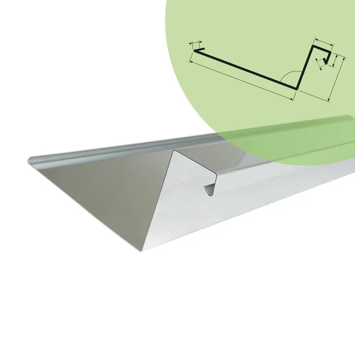 Rheinzink Zinken dakgoot op maat met waterkering neus - rechthoekig (Rheinzink titaanzink 0,8 mm)