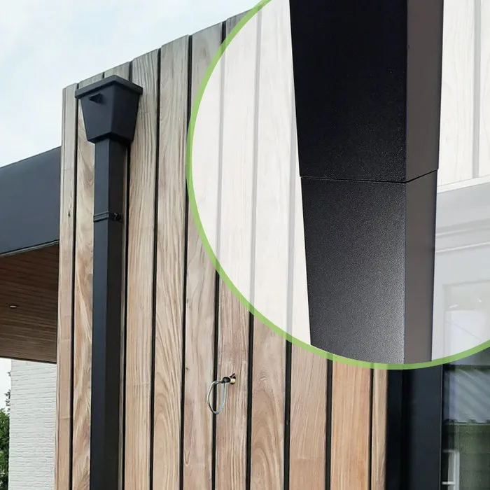 Kallos Aluminium regenpijp 80x80 mm vierkant zwart - 2 meter (RAL 9005 fijnstructuur, Kallos 2,0 mm)