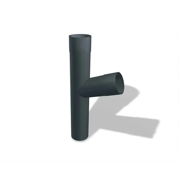 Prefa T-stuk 80 mm zijaansluiting 80 mm - Ral-9005 zwart