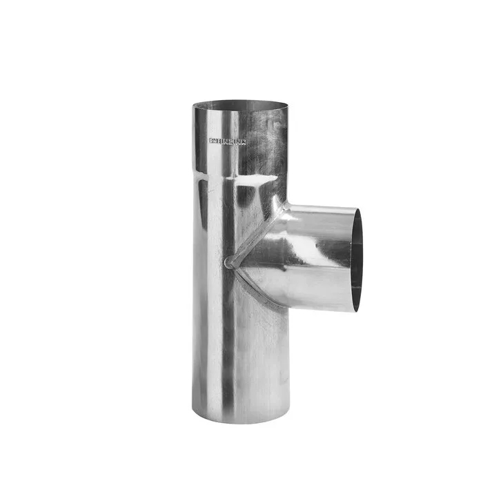 Regenpijp T-stuk zink 80 mm rond. 85/90 graden