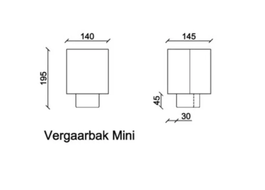 Kallos Aluminium vergaarbak Mini 80 mm P.10 zwart (Prefa / Kallos)
