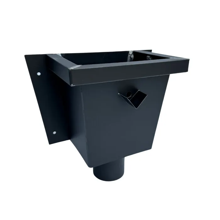 Nedzink Vergaarbak zink 80 mm model vierkant - Noir antraciet/zwart