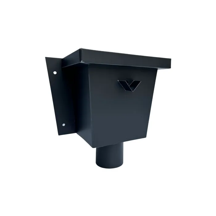 Nedzink Vergaarbak zink 80 mm model vierkant - Noir antraciet/zwart