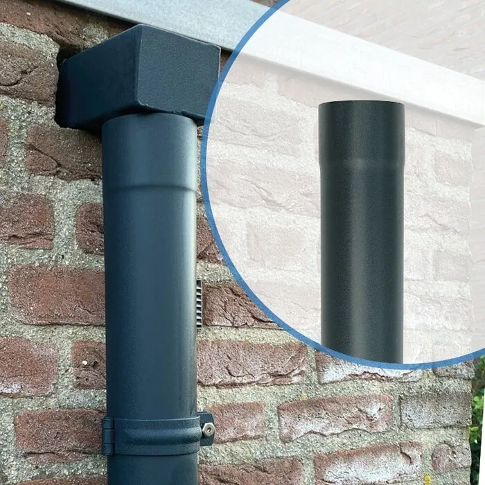 Prefa Aluminium regenpijp 80 mm P.10 antraciet Prefa - 1 meter (0,7 mm)