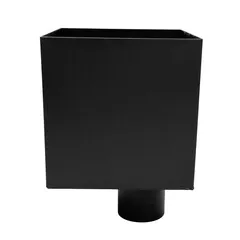 Kallos Aluminium vergaarbak Kubus 200x200 mm, uitloop rond 80 mm - zwart RAL 9005 fijnstructuur (Kallos 2,0 mm)