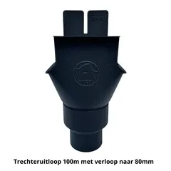 Prefa Aluminium trechteruitloop bakgoot B333 t.b.v. 100 mm regenpijp P.10 zwart (Prefa)