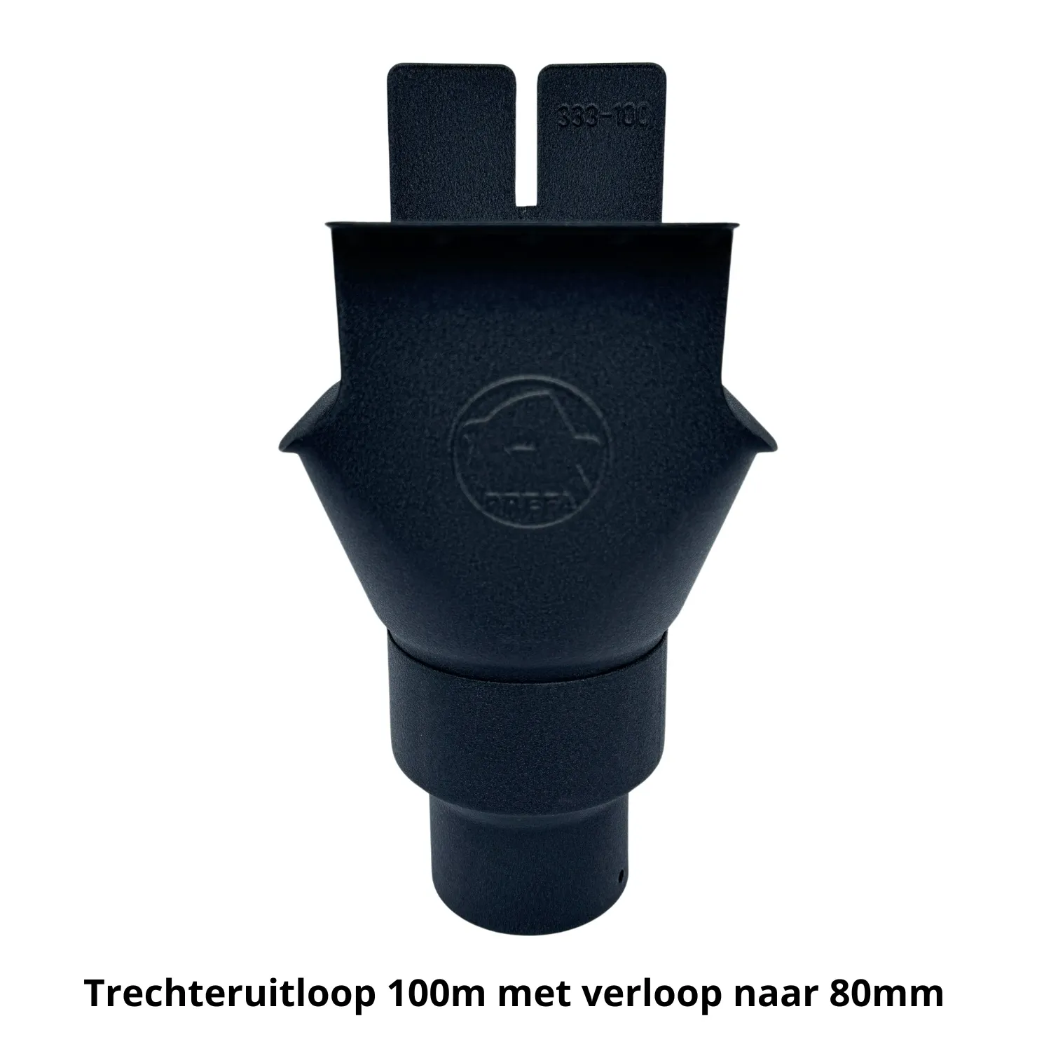 Prefa Aluminium trechteruitloop bakgoot B333 t.b.v. 100 mm regenpijp P.10 zwart (Prefa)