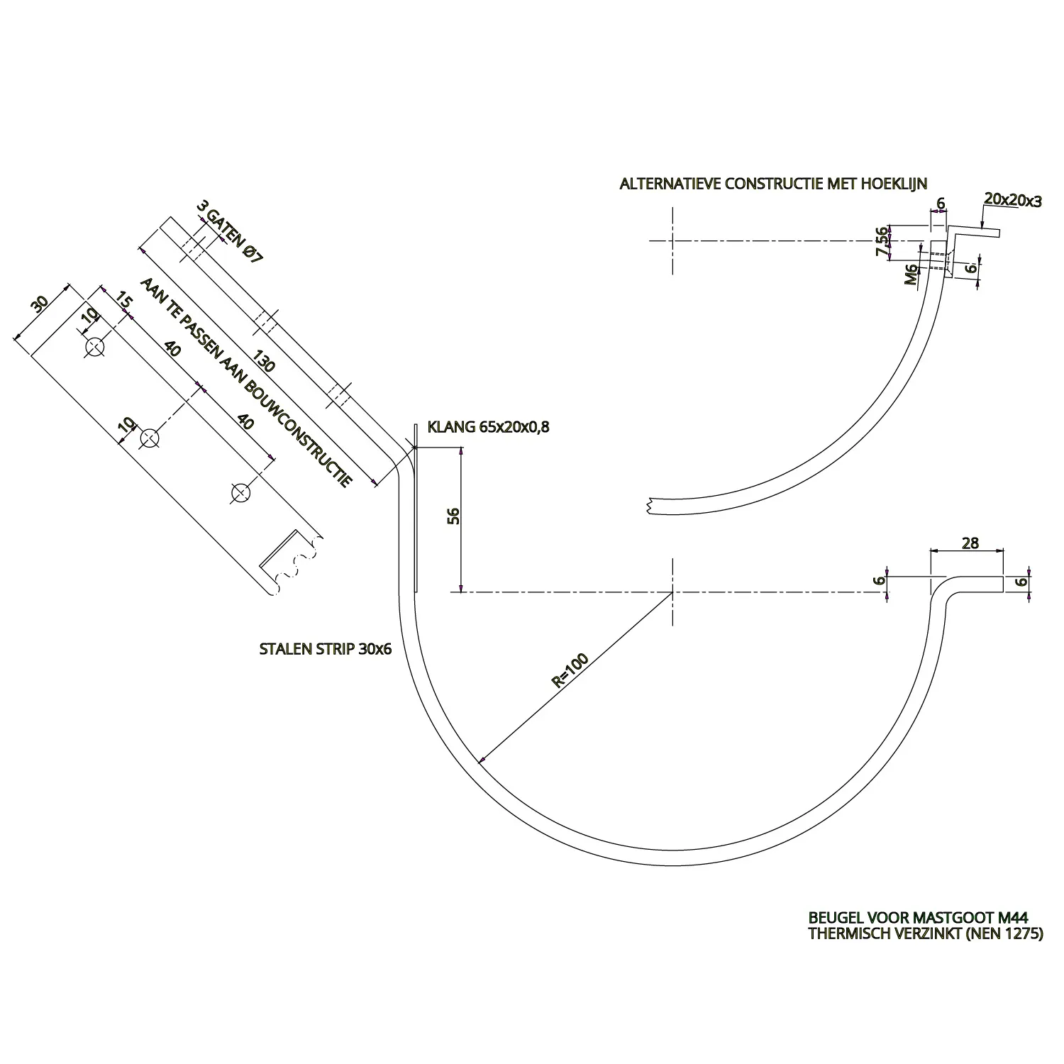 45 graden beugel M44
