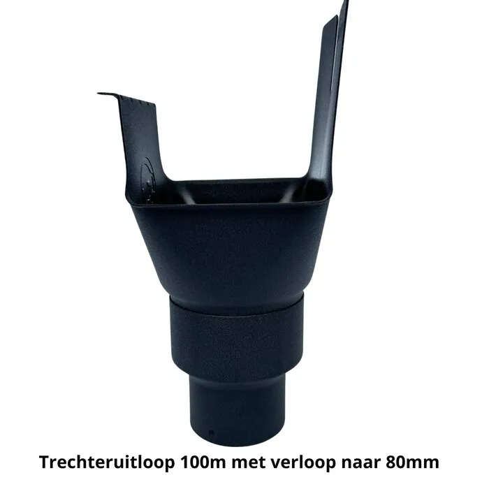Prefa Verloop t.b.v. trechtuitloop 100mm naar 80mm regenpijp - zwart