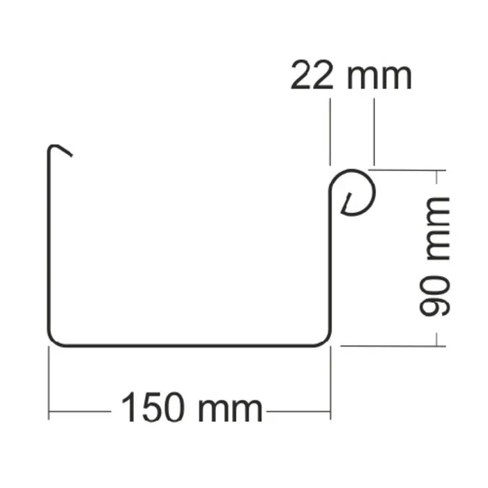 Prefa Aluminium dakgoot P.10 zwart - bakgoot B400 - 3 meter (Prefa P.10, 0,7 mm)