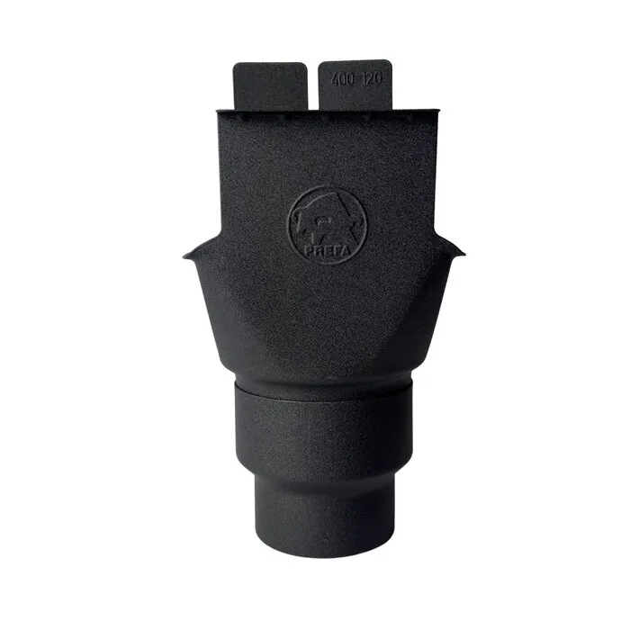 Prefa Trechteruitloop B400 120mm + verloop 100mm in zwart