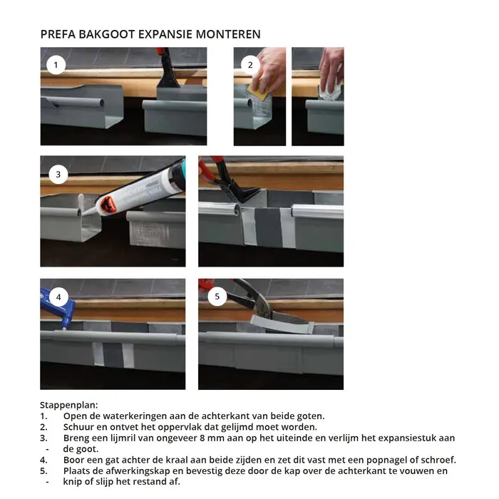Prefa Aluminium expansiestuk met kraal en kap M400 - P.10 zwart (Prefa)