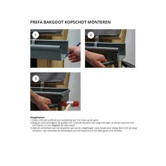 Prefa Aluminium kopschot vlak bakgoot B333 P.10 zwart - links/rechts te monteren (Prefa)