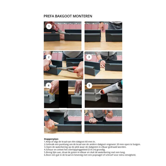 Prefa Aluminium dakgoot zwart - bakgoot B400 - 3 meter (Prefa P.10, 0,7 mm)