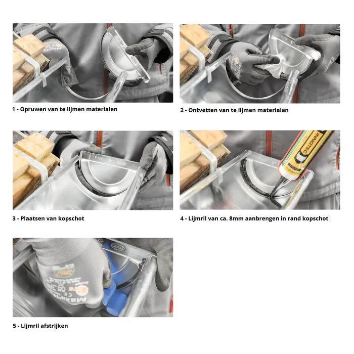 Kopschot aluminium M400 links - P.10 Zwart t.b.v. lijmen GROMO