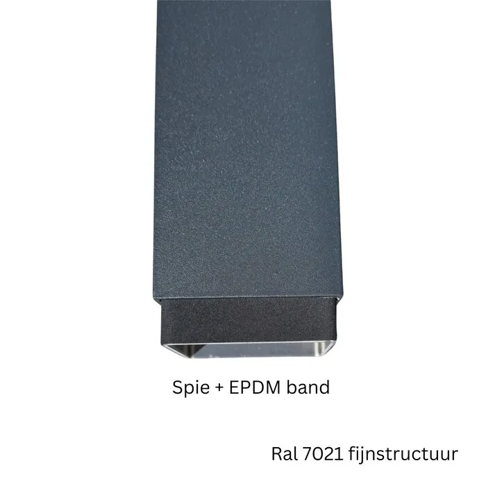 Kallos Aluminium vierkante regenpijp 80x80 mm 2 meter inwendige verbinding - Ral-9005 fijnstructuur