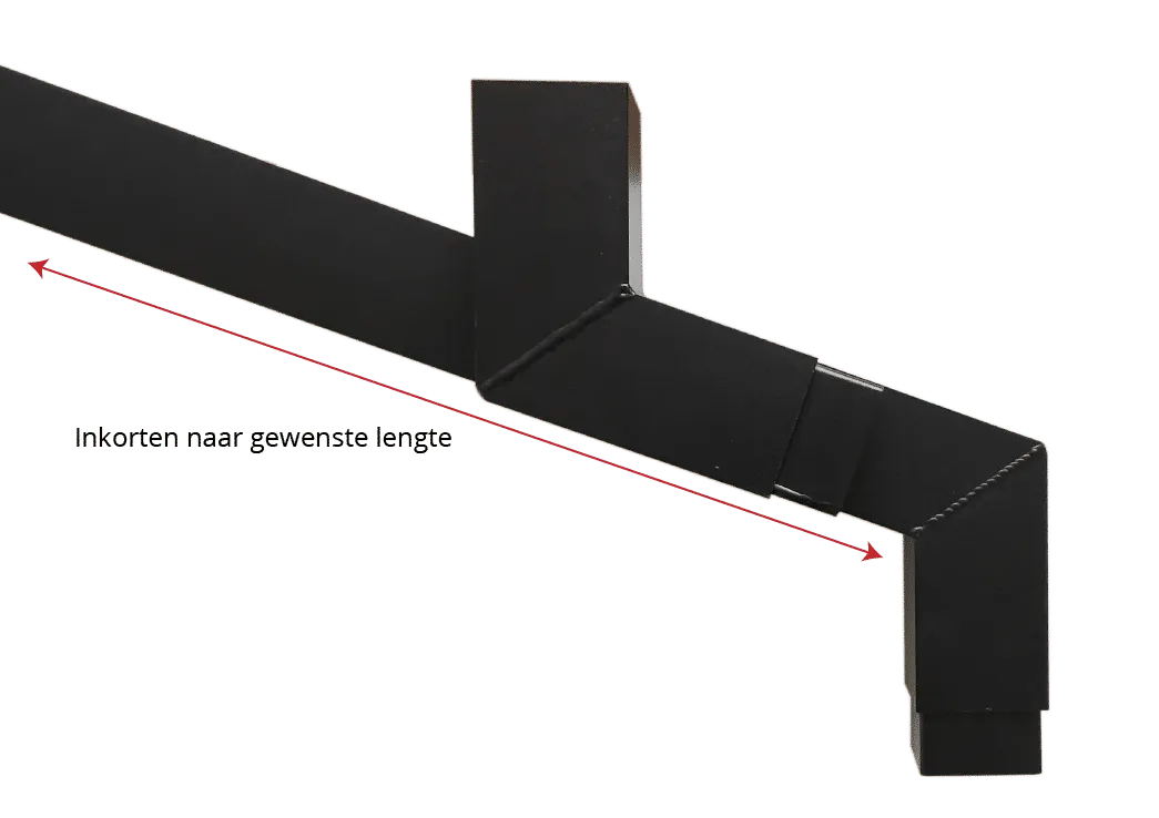 Kallos Aluminium sprongstuk 80x80 mm vierkant, set 2 bochten incl. spie, sprong max 101 cm - antraciet RAL 7021 fijnstructuur (Kallos 2,0 mm)