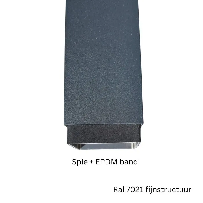 Kallos Aluminium regenpijp 80x80 mm vierkant antraciet - 1 meter (RAL 7021 fijnstructuur, Kallos 2,0 mm)