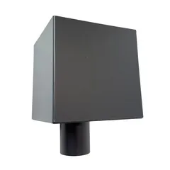 Kallos Aluminium vergaarbak Kubus 200x200 mm, uitloop rond 80 mm - antraciet RAL 7021 fijnstructuur (Kallos 2,0 mm)