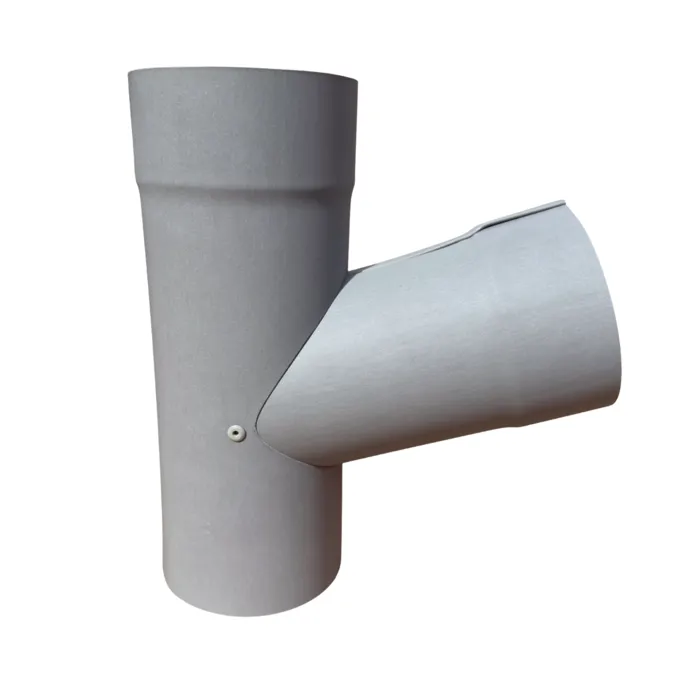 Prefa T-stuk 100mm zijaansluiting 100mm – patinagrijs