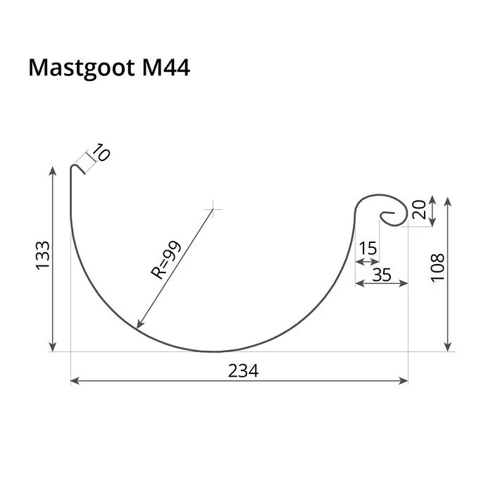 Nedzink Zinken dakgoot M44 1 meter