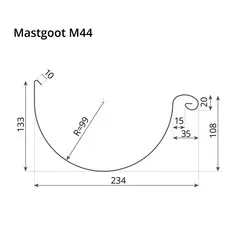 Nedzink Zinken dakgoot - mastgoot M44 - 3 meter (NedZink 0,8 mm)