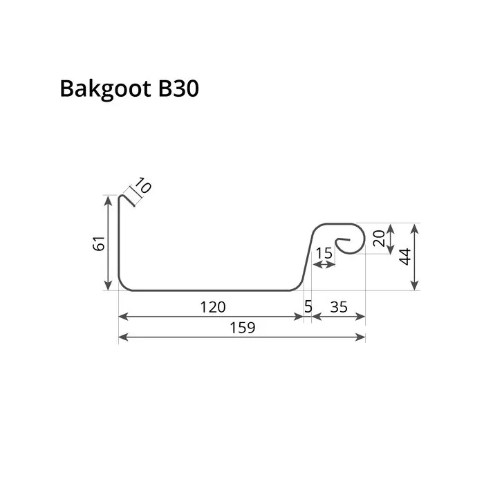 Nedzink Zinken bakgoot B30 - 2 meter (NedZink 0,8 mm)