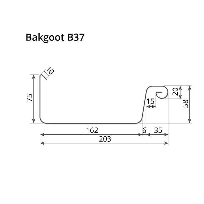 Nedzink Zinken bakgoot B37 - 2 meter (NedZink 0,8 mm)